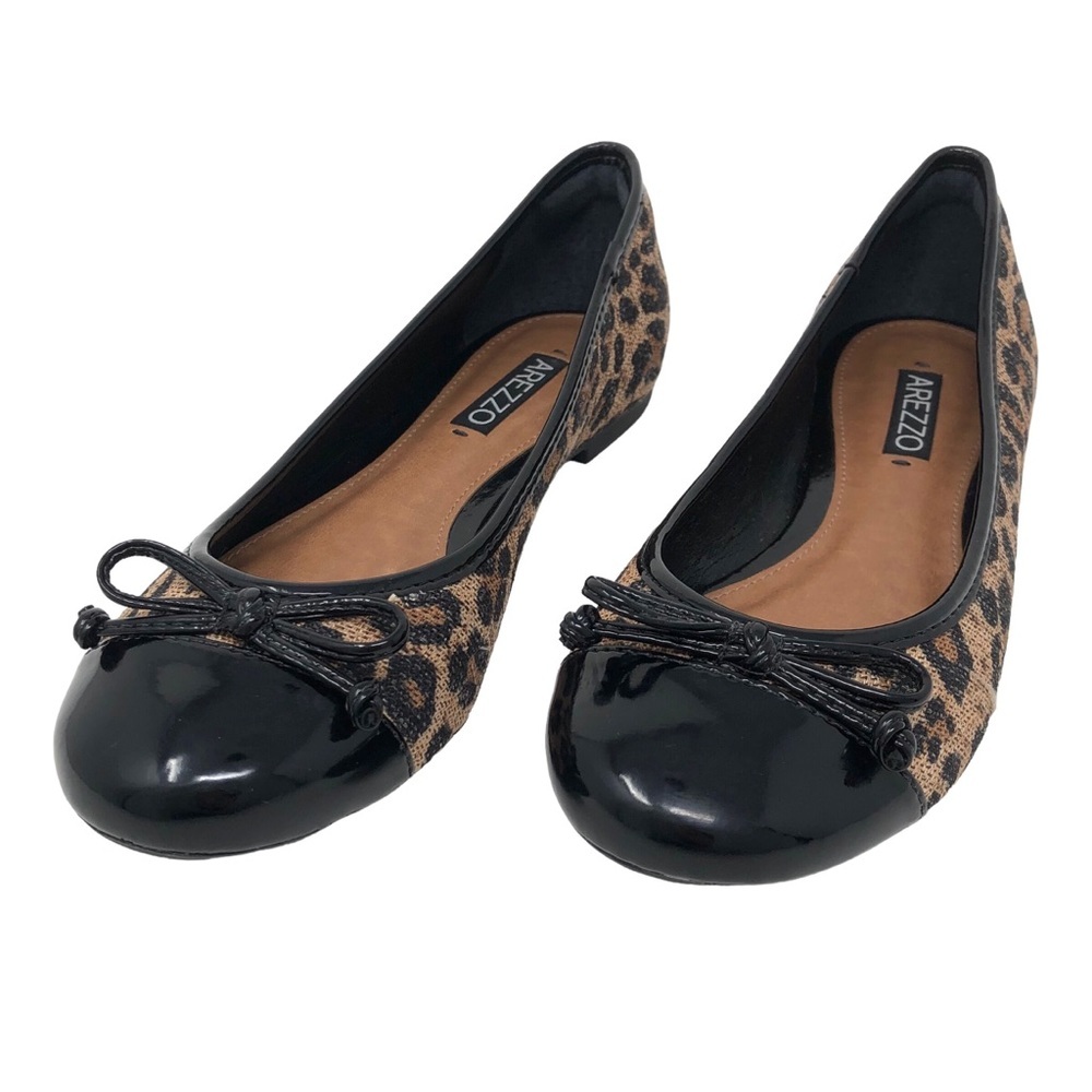 Arezzo Leopard Print Cap Toe Ballet Flat
